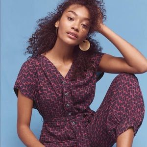 Maeve Geoscope Anthropologie Belted Jumpsuit